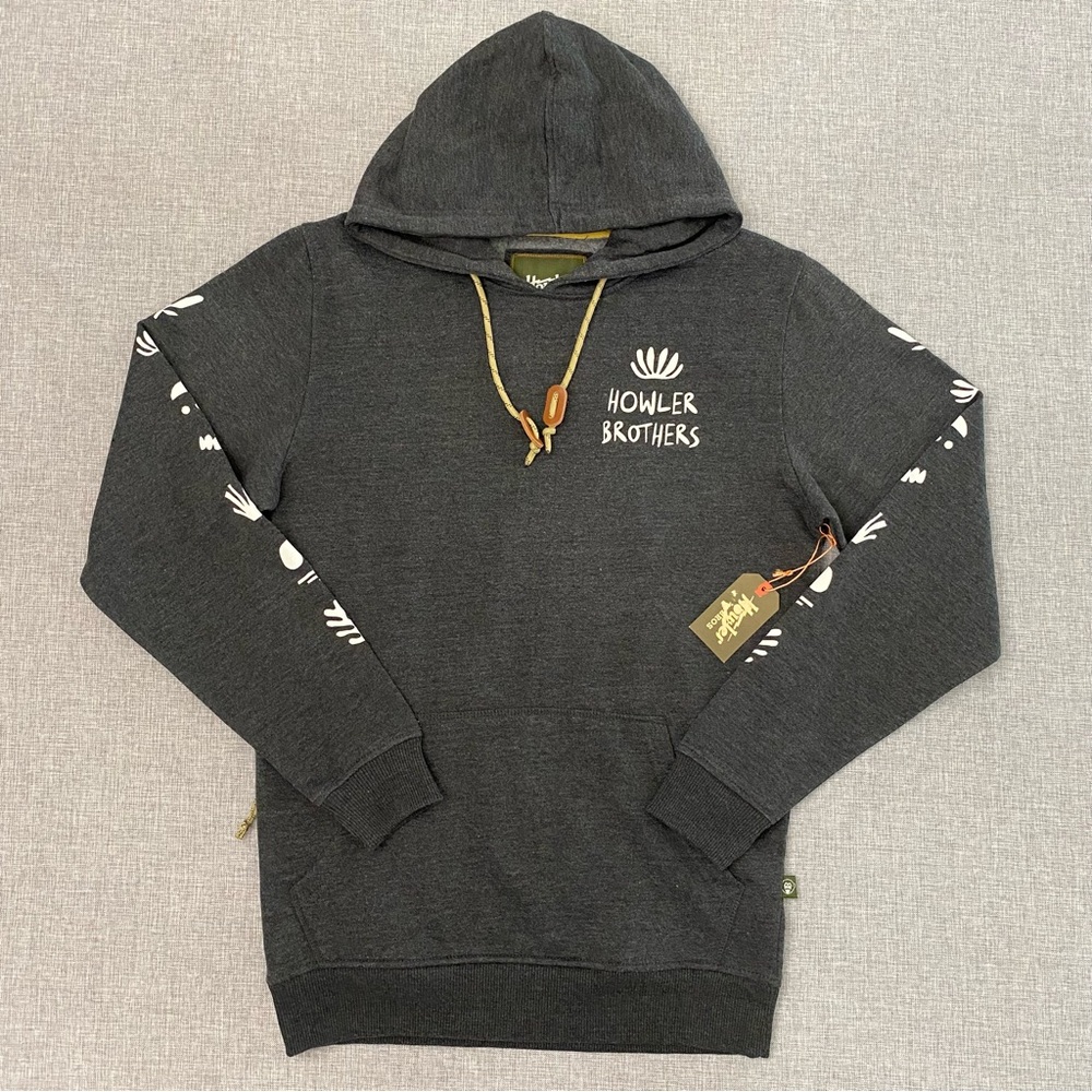 Howler Bros Mens Small Grey Fleece Pullover Camp Heed The Call Bros Hoodie New
